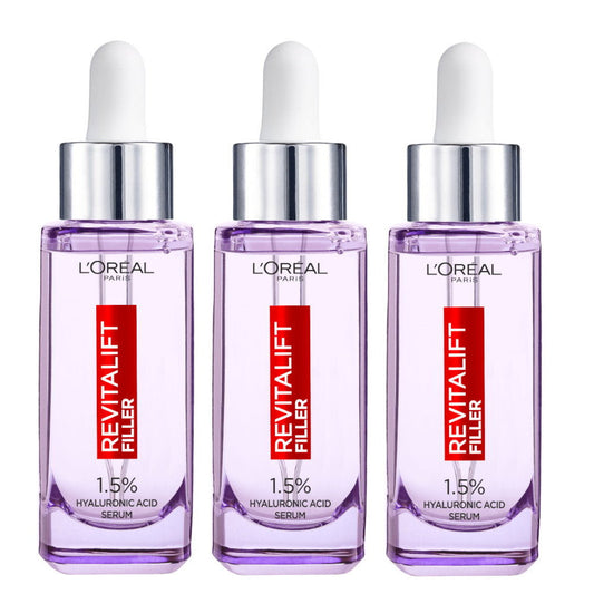 Buy Online 3pk Loreal Revitalift Filler Hyaluronic Acid Anti Wrinkle Serum 15mL - Makeup Warehouse Australia