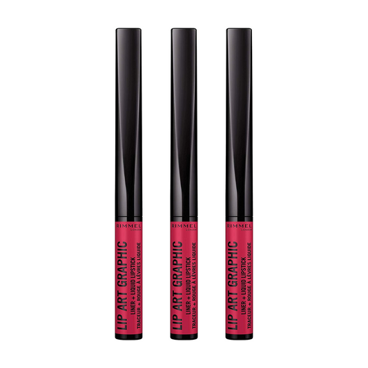 3 x Rimmel Lip Art Graphic Liner + Liquid Lipstick 110 Vibez