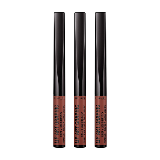 3 x Rimmel Lip Art Graphic Liner + Liquid Lipstick 760 Now or Never