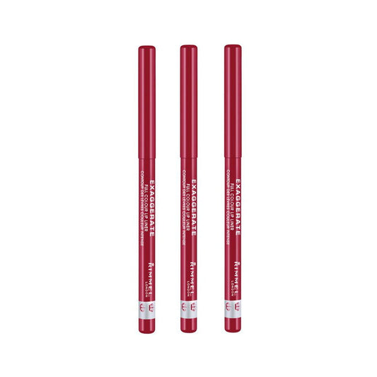 3 x Rimmel Lip Liner Exaggerate Full Colour 0.25g 024 Red Diva