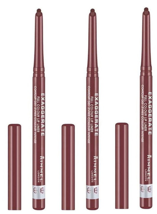 Shop Online Makeup Warehouse - 3 x Rimmel Exaggerate Full Colour Lip Liner - 064 Obsession Deep mauve pink purple 