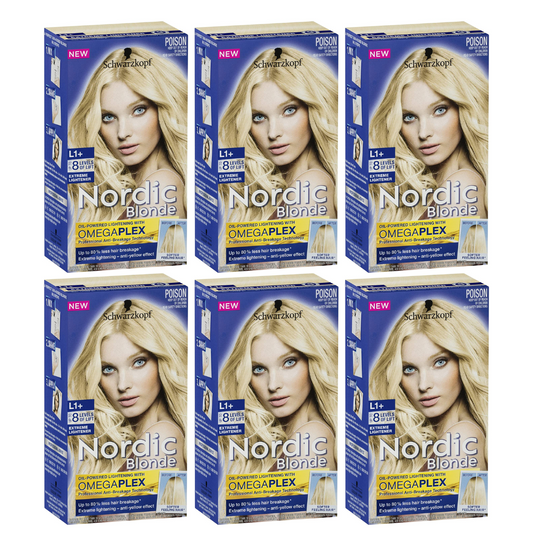6 x Schwarzkopf Nordic Blonde Hair Colour L1+ Extreme Lightener - up to 8 levels of lift