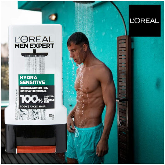 Buy 6pk LOreal Men Expert Hydra Sensitive Birch Sap Shower Gel 300mL - Shop Online Makeup Warehouse
