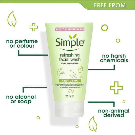 3 x Simple Refreshing Facial Wash For All Skin Types 150ml