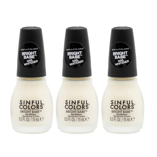 3 x Sinful Colors Bright Babe Nail Whitener 2279 Nail Polish 15mL