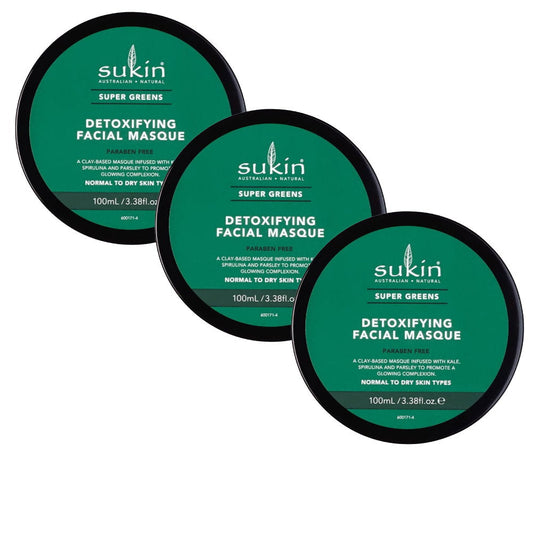 3x Sukin Super Greens Detoxifying Facial Masque 100mL