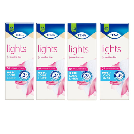 4 x Tena Lights Incontinence Long Liner x20 liners (80 liners total)