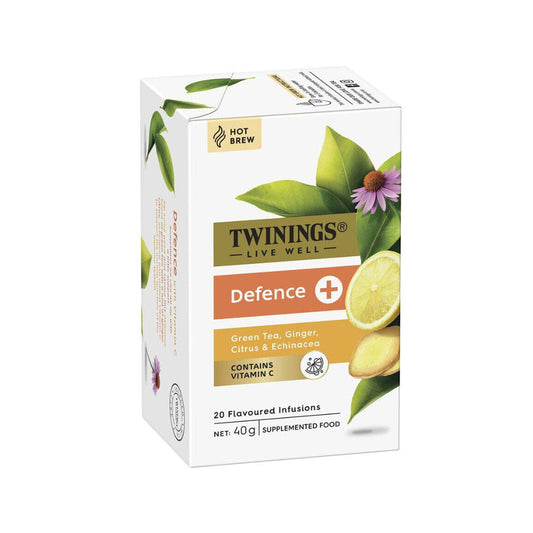 Twinings Live Well Defence Infusions Green Tea Ginger Citrus Echinacea 40g 20 Bags