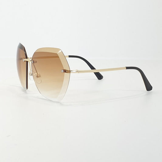 Rosy Lane Vintage Rimless Pilot Sunglasses Gold Frame Brown