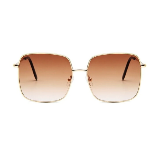 Rosy Lane Vintage Square Gold Rim Sunglasses - Gold Brown