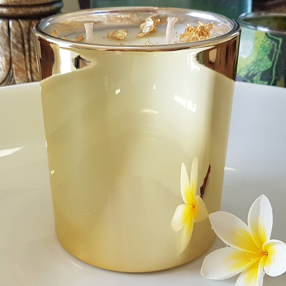 Rosy Gold Double Scented Candles Large Gold Lychee & Peony - Makeup Warehouse Australia 