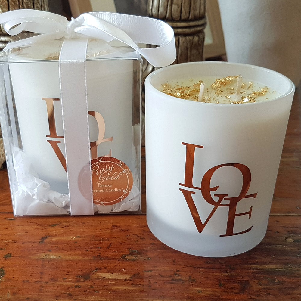 Rosy Gold Double Scented Candles Large Frosted Satin Love Pina Colada - Makeup Warehouse Australia 