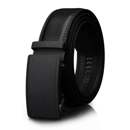 OSKA Men’s Belt Cow Genuine Leather Automatic Ratchet Buckle Black - Gift Box