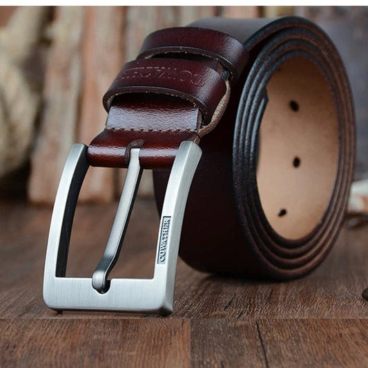 OSKA Men’s Belt High Quality Genuine Cow Leather Belt Buckle Coffee Gift Box - Makeup Warehouse Australia 