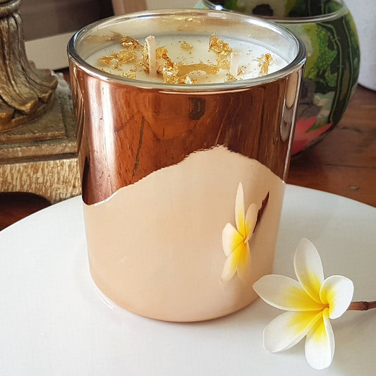 Rosy Gold Double Scented Candles Large Rose Gold Vanilla Caramel - Makeup Warehouse Australia 