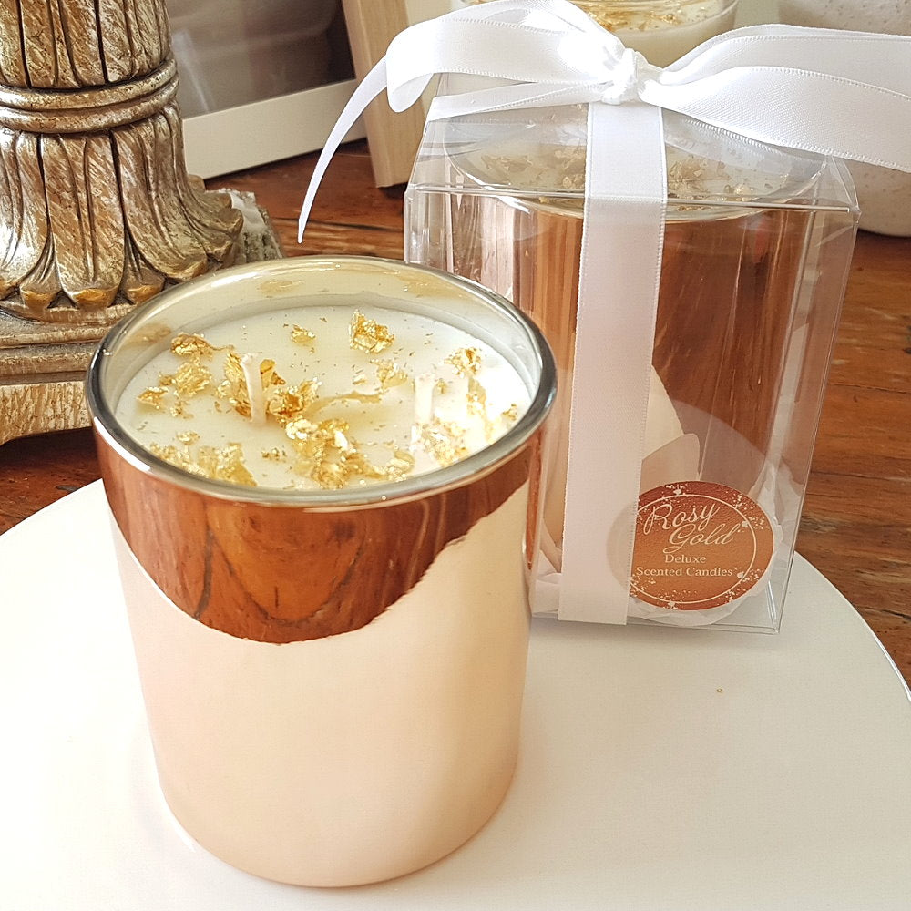 Rosy Gold Double Scented Candles Large Rose Gold Cherry Blossom - Makeup Warehouse Australia 