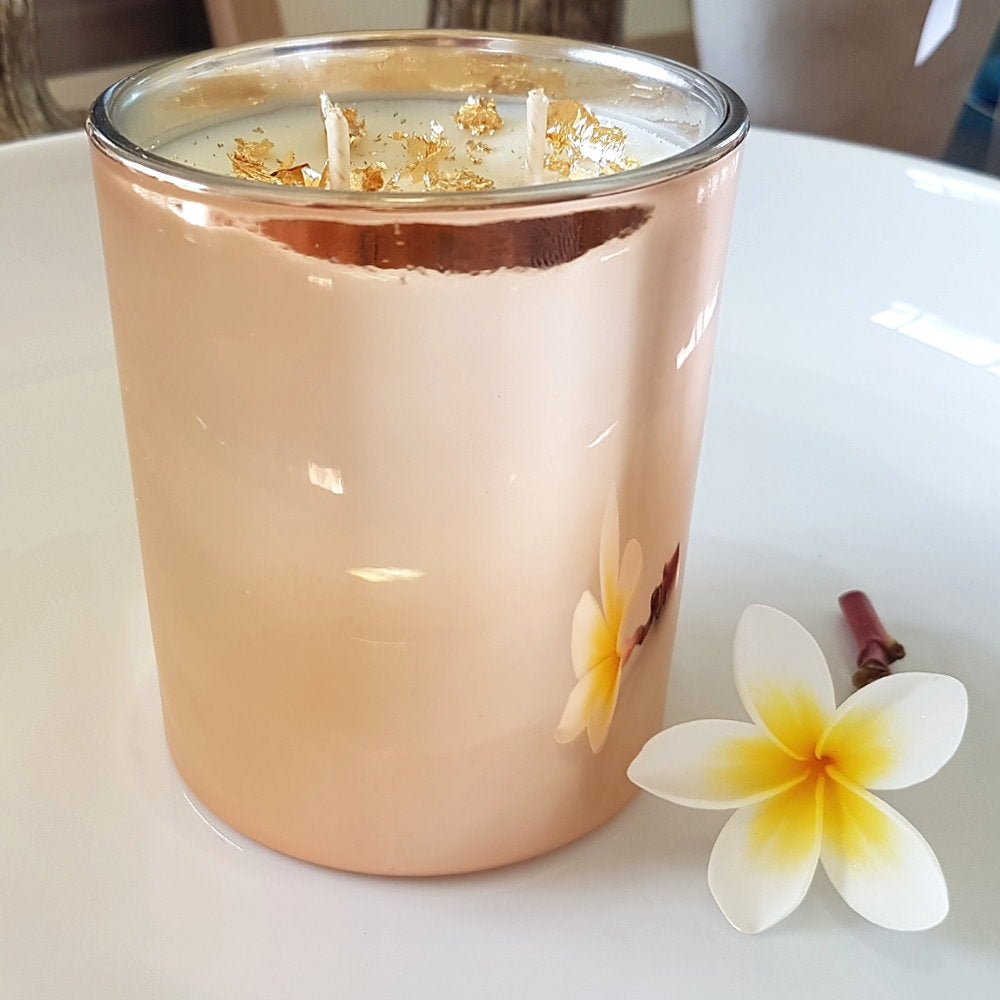 Rosy Gold Double Scented Candles Large Rose Gold - Cherry Blossom