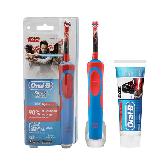 Shop Online Makeup Warehouse - 2pk Oral B Star Wars Stages Power 5+yr Soft Rechargeable Toothbrush + Toothpaste