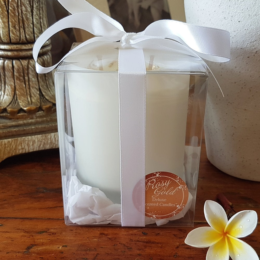 Rosy Gold Double Scented Candles Large Frosted Satin Brown Sugar & Vanilla